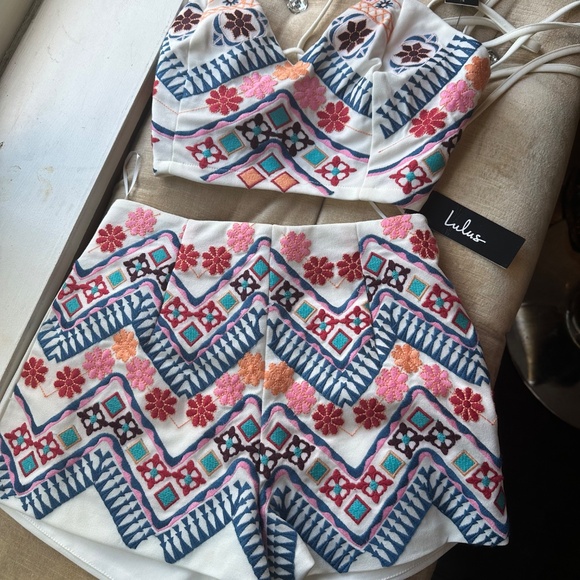 Lulus-Rhythm is Gonna Get You Embroidered White Shorts - Picture 3 of 7